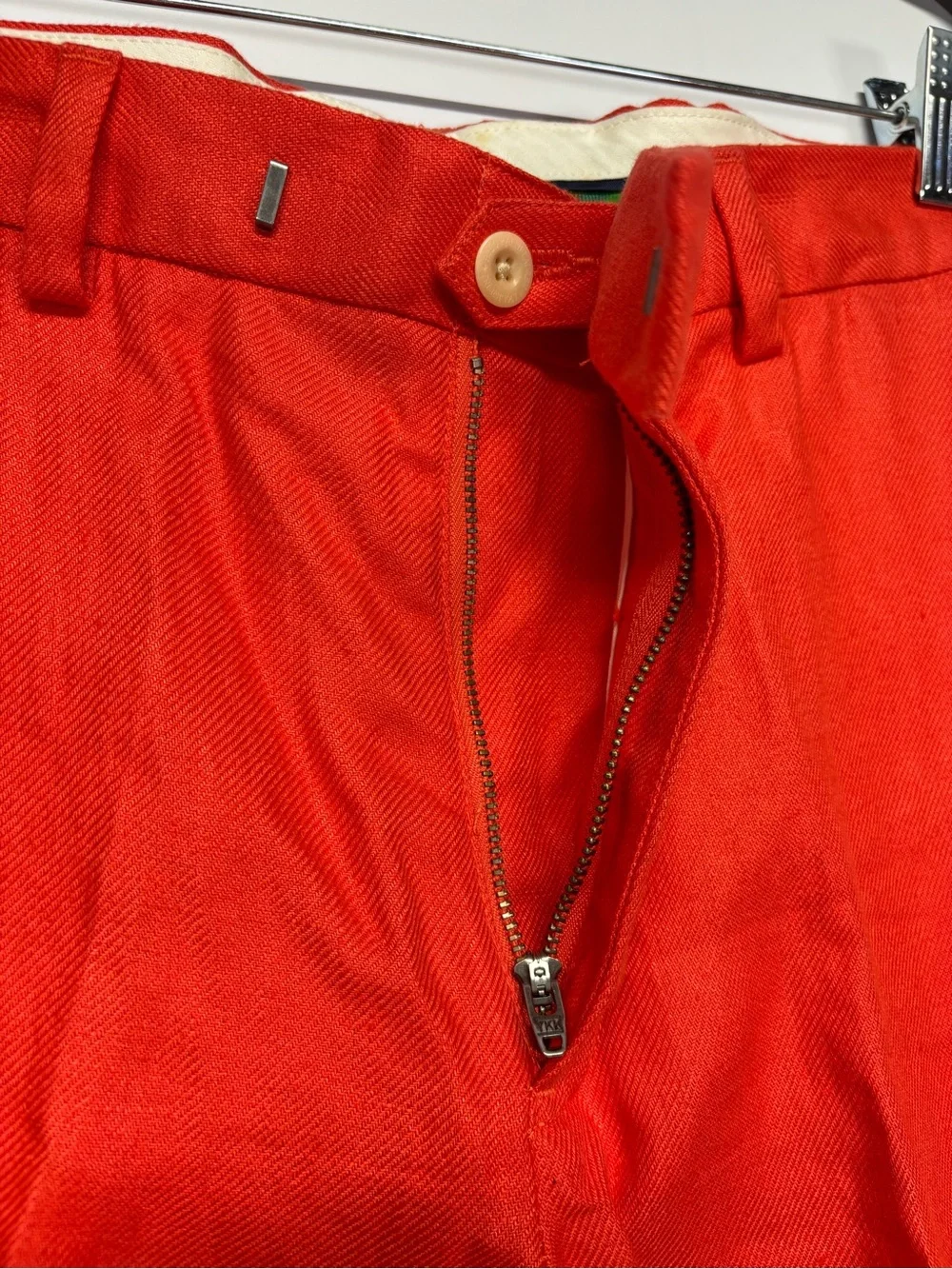 ✨Polo by Ralph Lauren Men’s 100% Linen Pants Vibrant Orange Chinos Size 31x30